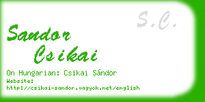 sandor csikai business card